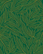 Emerald Green Gold Leaf Pattern Rug
