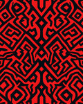 Bold Red Black Abstract Tribal Rug