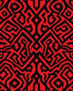 Bold Red Black Abstract Tribal Rug