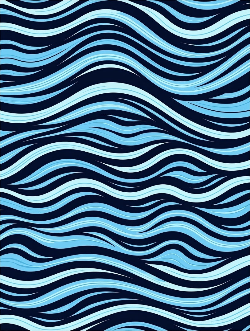 Abstract Blue Wave Pattern Rug