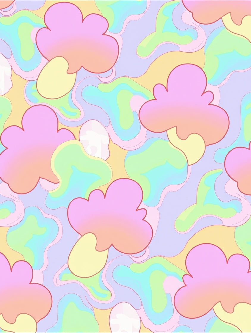 Pastel Cloud Shapes With Swirls Rug