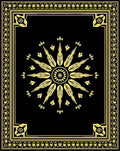 Black Gold Floral Sunburst Mandala Rug
