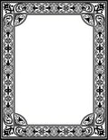 Ornate Scrollwork Black Geometric Trim Rug