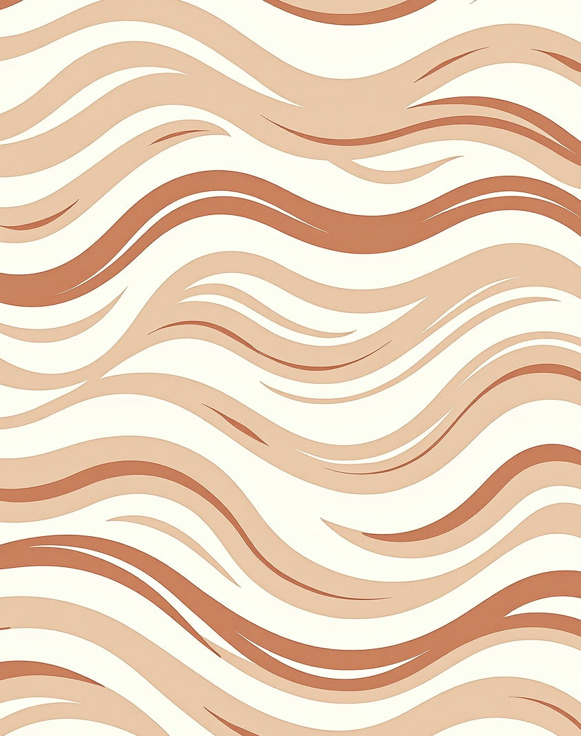 Modern Cream Terracotta Wave Pattern Rug