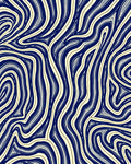 Abstract Blue Cream Wavy Lines Design Rug