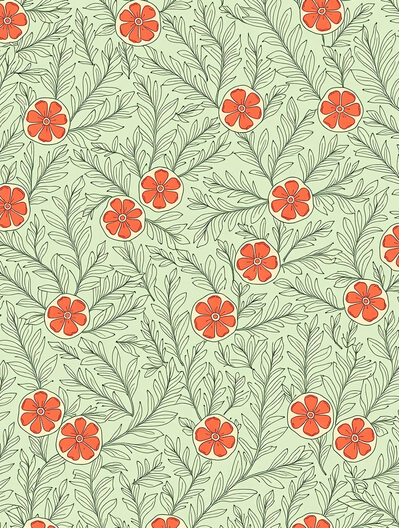 Citrus Floral Branch Pattern Design Rug
