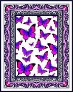 Vibrant Butterfly Garden Border Rug