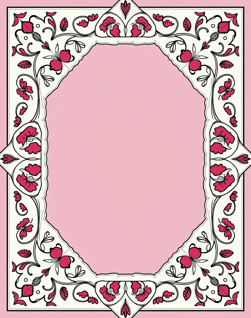 Floral Vine With Dark Pink Accent Accents Rug