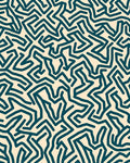 Abstract Teal Maze Pattern Rug