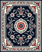 Classic Red Floral Medallion Dark Rug