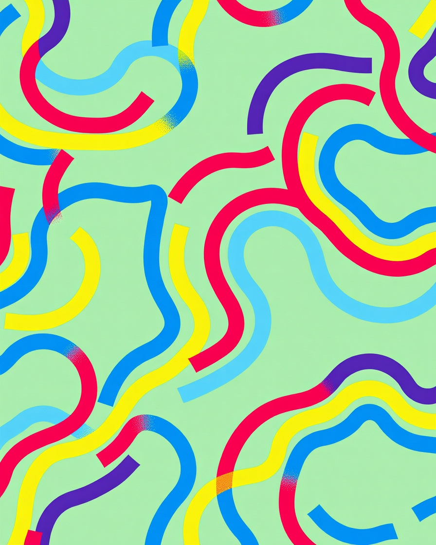 Bright Wavy Multi Colored Abstract Rug