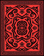 Intricate Red And Black Floral Pattern Rug