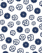 Classic Navy Floral Pattern Rug