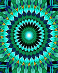 Intricate Green Blue Radiant Mandala Design Rug
