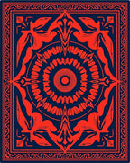 Intricate Crimson Fiery Mandala Rug