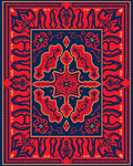 Bold Red Blue Exotic Pattern Rug