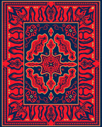 Bold Red Blue Exotic Pattern Rug