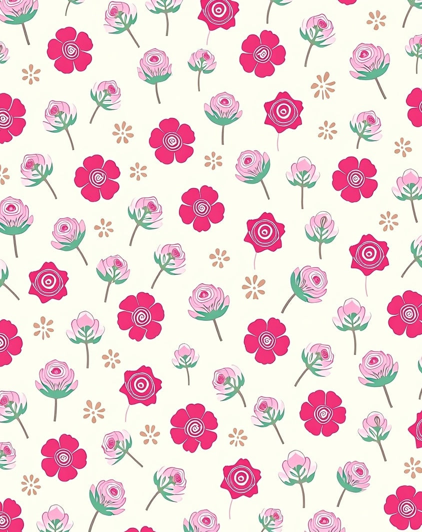 Pink White Floral Pattern Rug