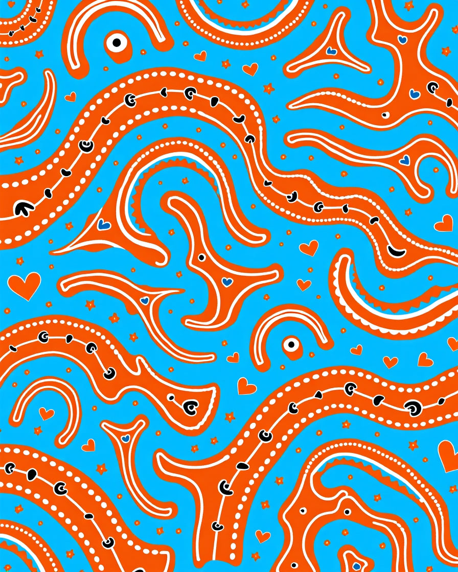 Whimsical Orange Swirls Boho Design Rug