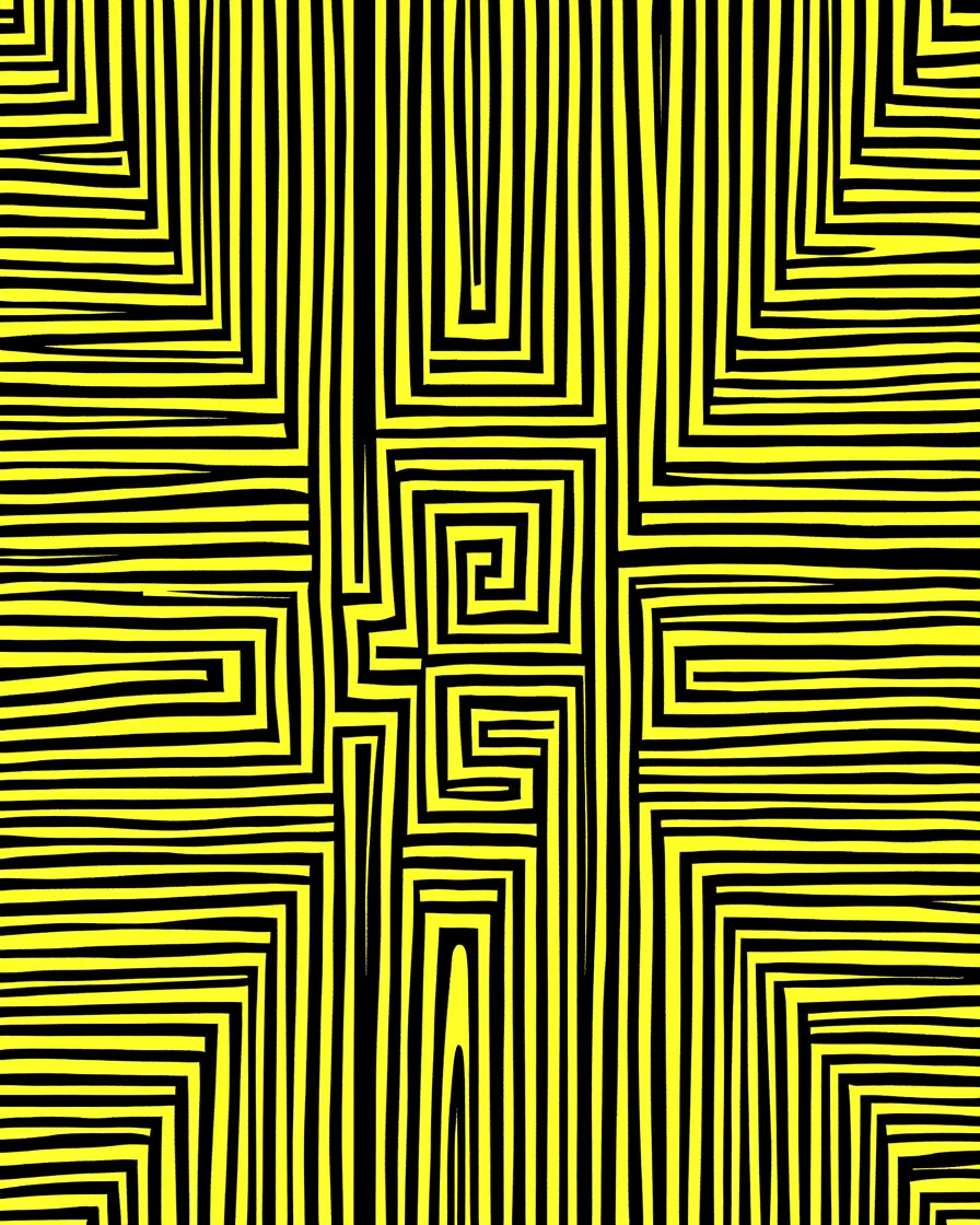 Bold Yellow And Black Maze Pattern Rug
