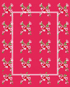 Crimson floral vine border accent Rug