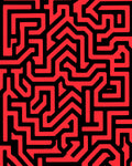 Bold Red Geometric Maze Pattern Rug
