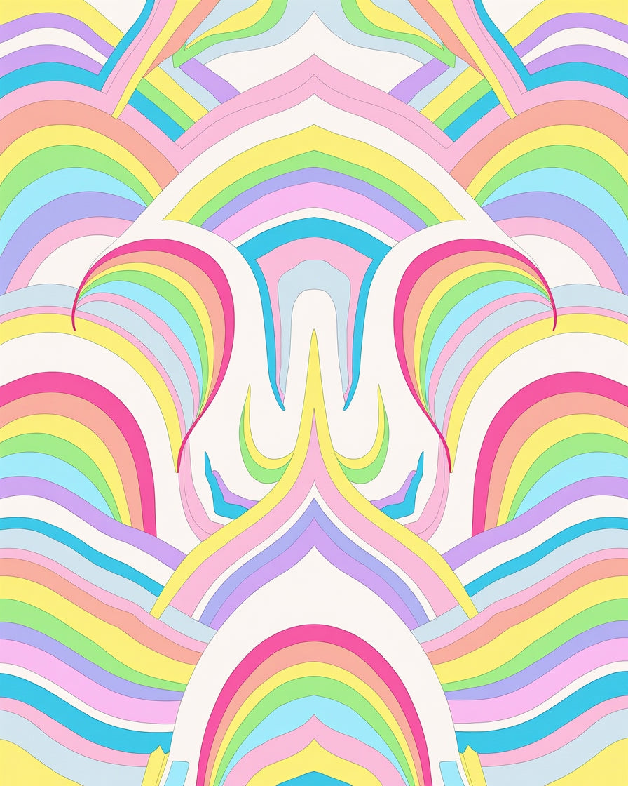 Pastel Rainbow Arc Pattern Design Rug