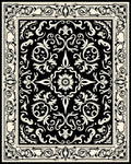 Classic Black Cream Floral Pattern Rug