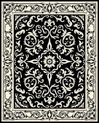 Classic Black Cream Floral Pattern Rug