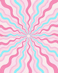Pink Aqua Swirl Sunburst Pattern Rug
