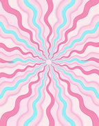 Pink Aqua Swirl Sunburst Pattern Rug