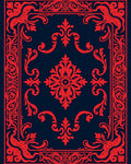 Red Floral Inspired Ornate Border Design Rug