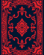 Red Floral Inspired Ornate Border Design Rug