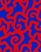 Abstract Red Swirl BluePattern Rug