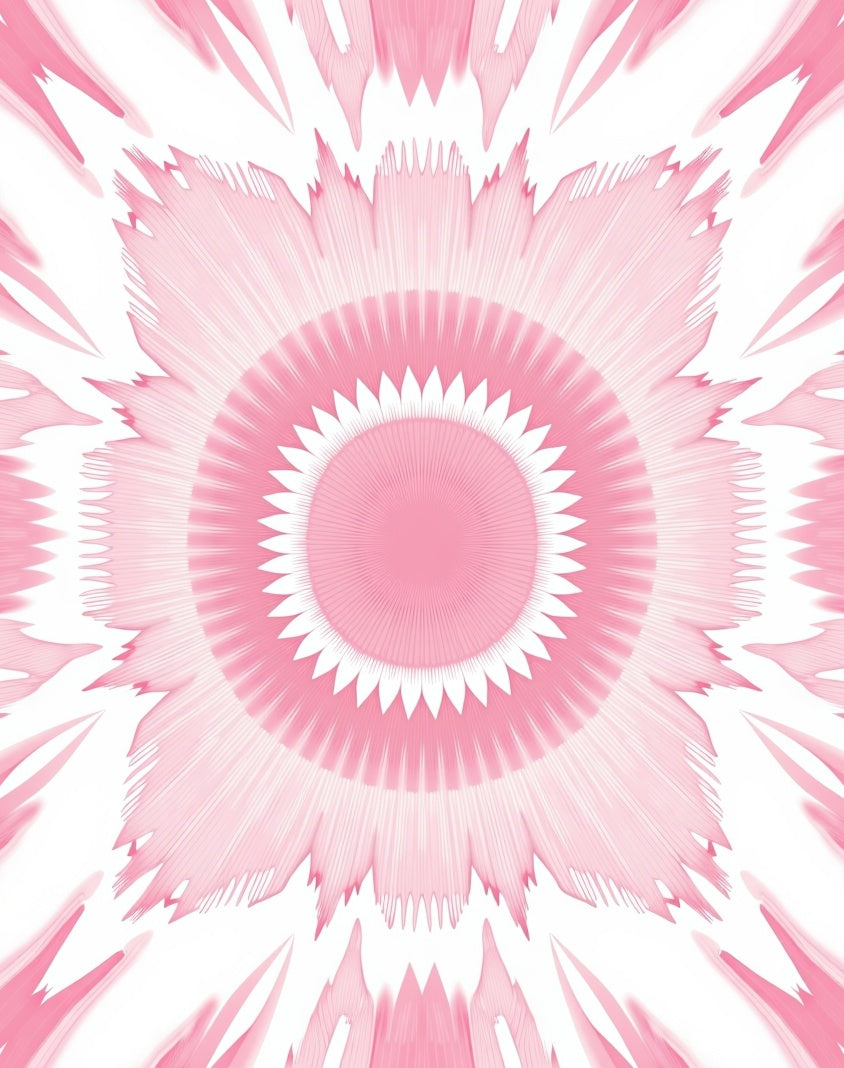 Concentric Pink Petal Kaleidoscope Design Rug