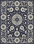 Classic Floral Scrollwork Navy Rug
