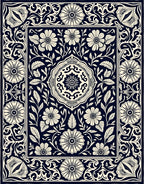 Classic Floral Scrollwork Navy Rug
