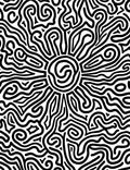 Black White Sun Rays Swirl Pattern Rug