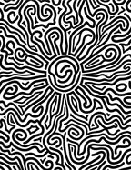 Black White Sun Rays Swirl Pattern Rug