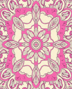 Pink Cream Mandala Pattern Rug