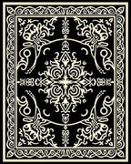 Elegant Black White Scroll Pattern Rug