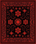 Bold Red Floral Border Rug