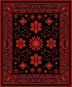 Bold Red Floral Border Rug