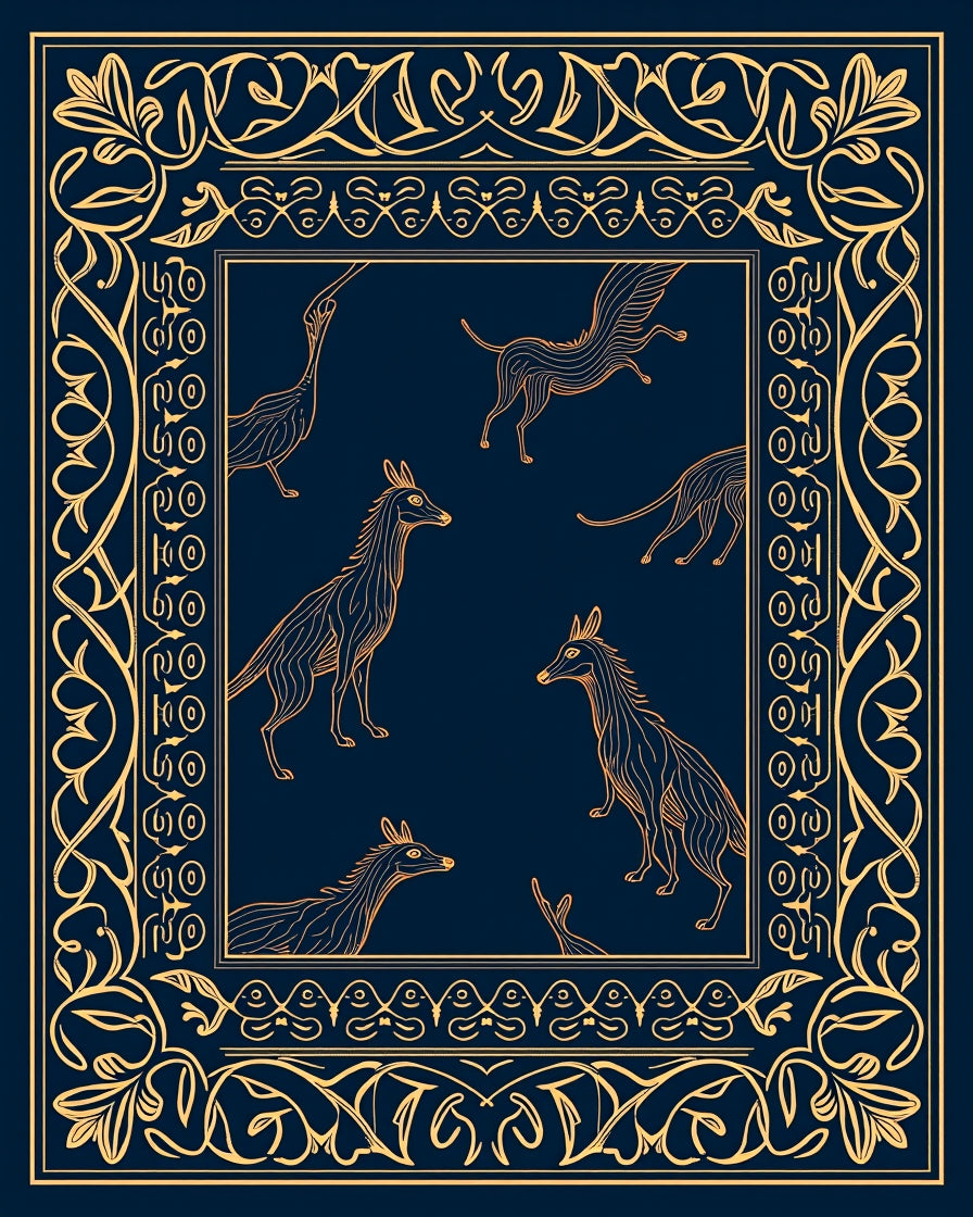 Ornate Animals Border Design Rug