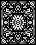 Black White Intricate Mandala Floral Design Rug