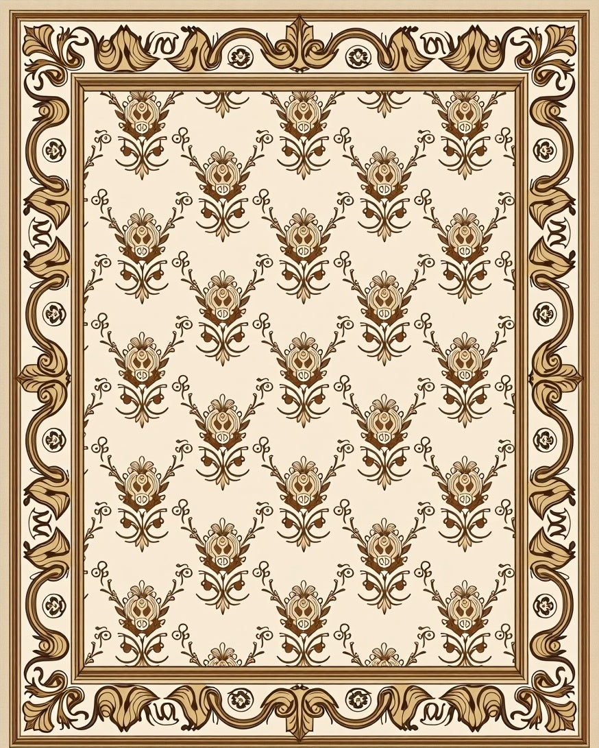 Elegant Floral Repeating Border Pattern Rug