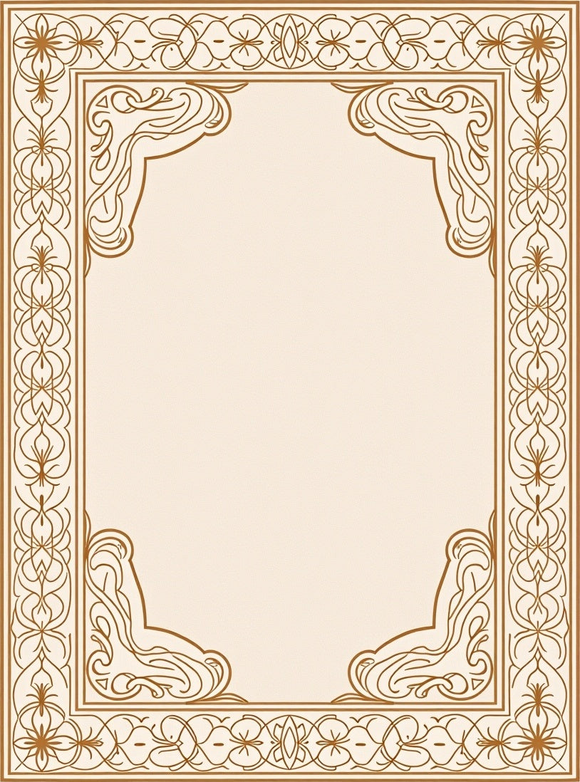 Ornate Scrollwork Floral Border Design Rug