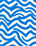 Bold Blue Abstract Wave Pattern Rug