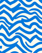 Bold Blue Abstract Wave Pattern Rug