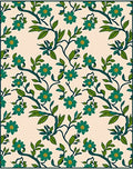 Teal Floral Vines Pattern Rug